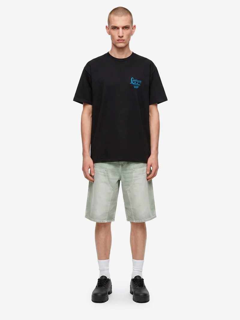 T-shirt nera S/S con grafica 'Waves'