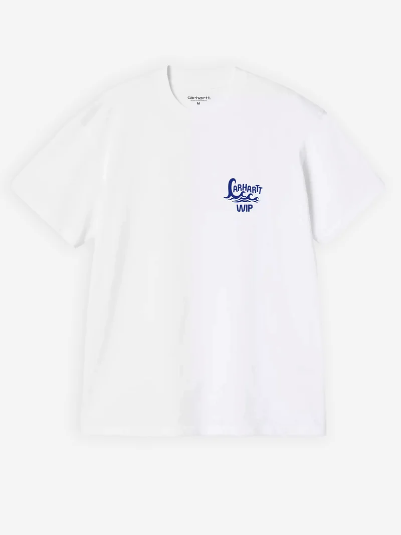 T-shirt bianca S/S con grafica 'Waves'