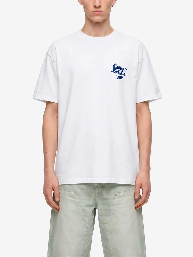 T-shirt bianca S/S con grafica 'Waves'