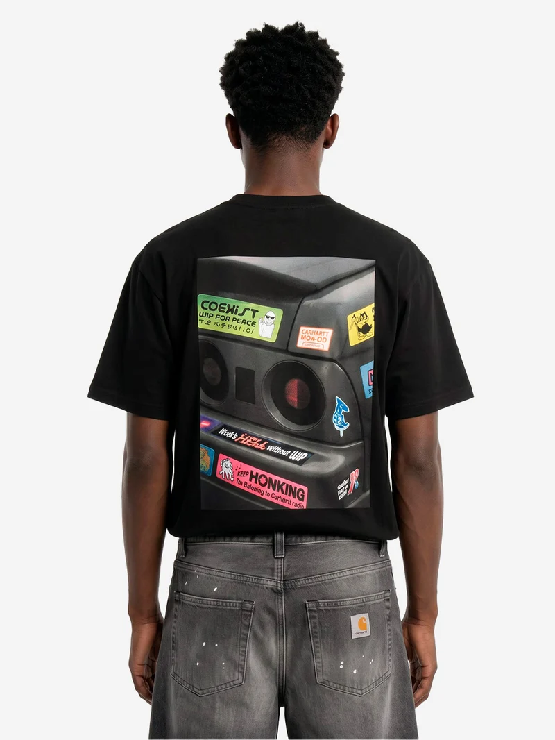 T-shirt nera S/S con grafica 'Bumper car'