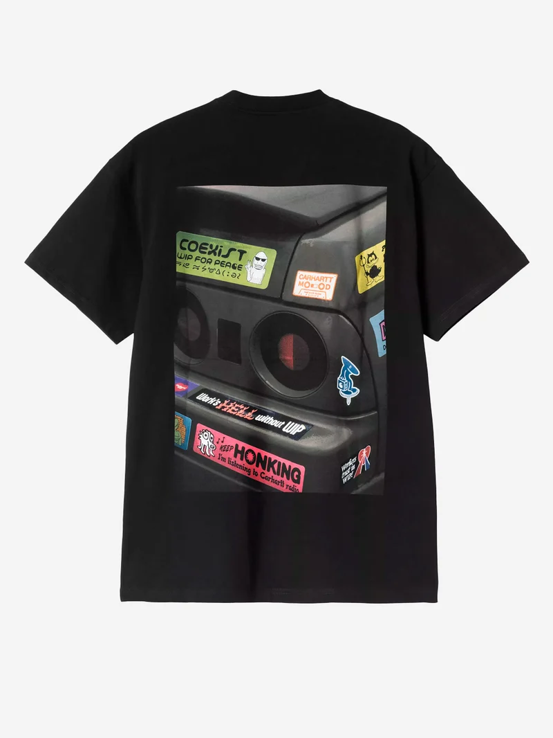 T-shirt nera S/S con grafica 'Bumper car'