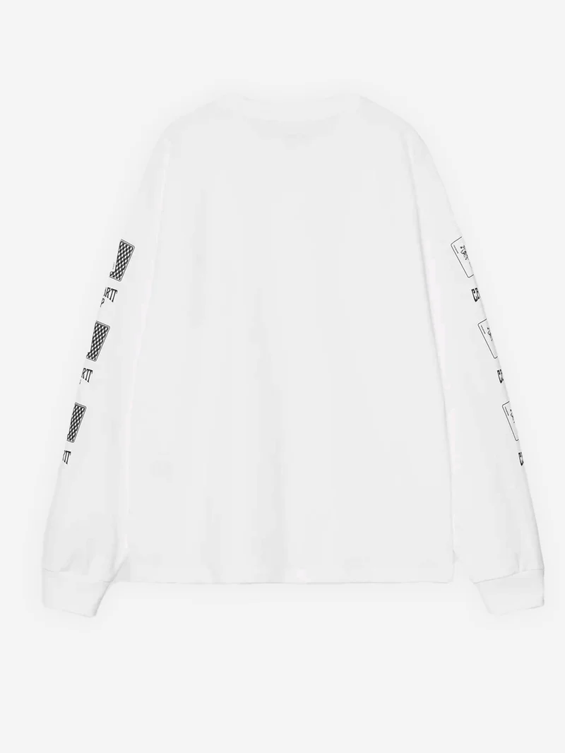W T-shirt bianca a manica lunga con grafica 'Playing Cards'