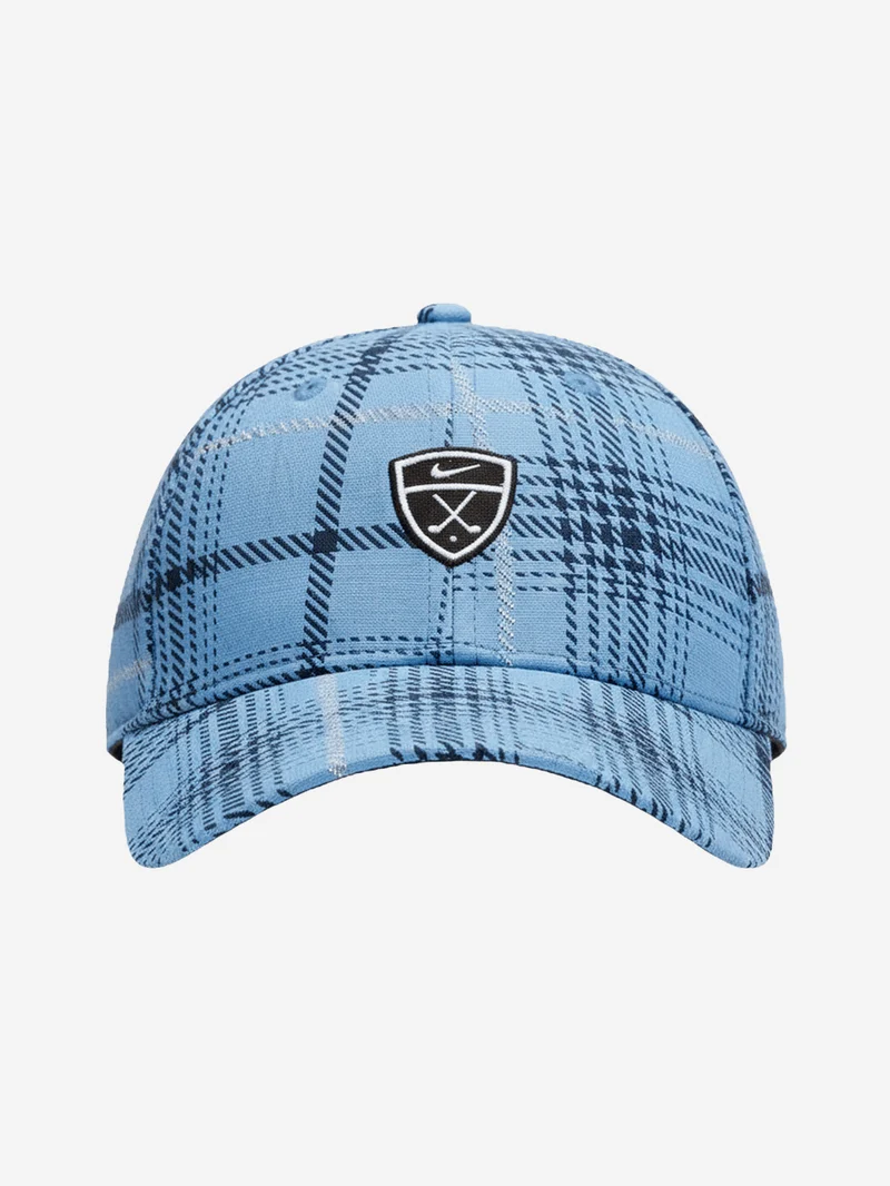 Cappello da golf in tartan celeste