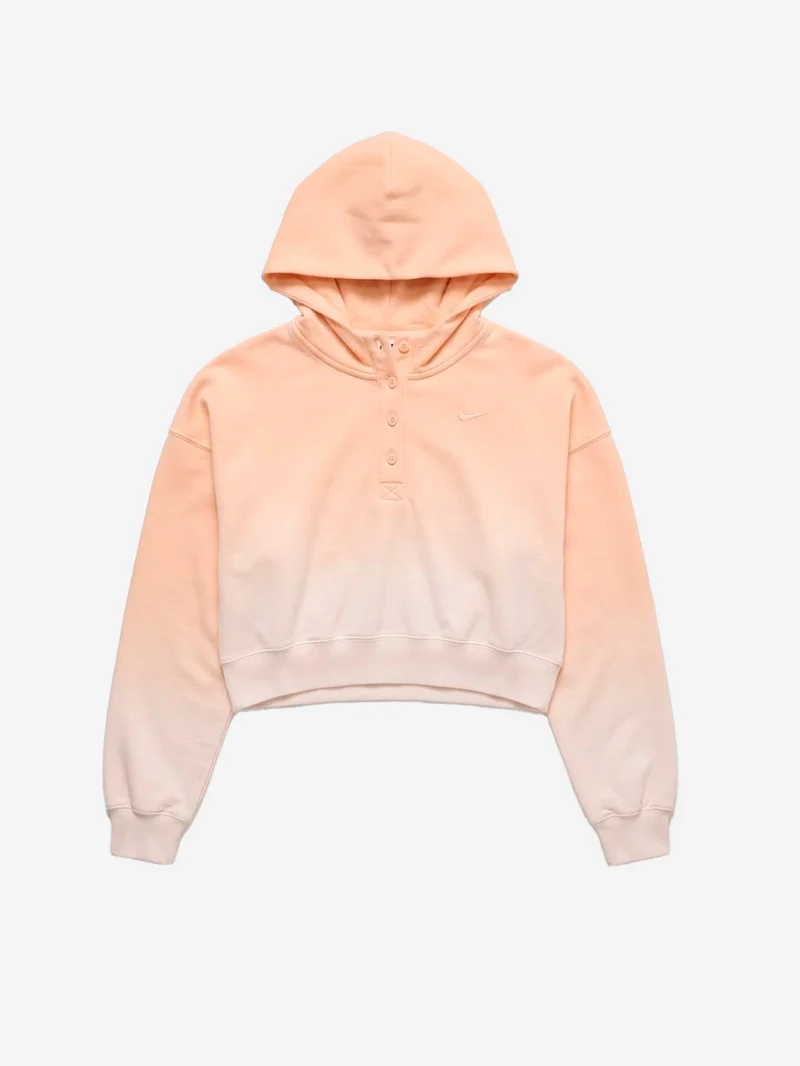 Felpa pesca con cappuccio cropped in fleece dip-dye wash