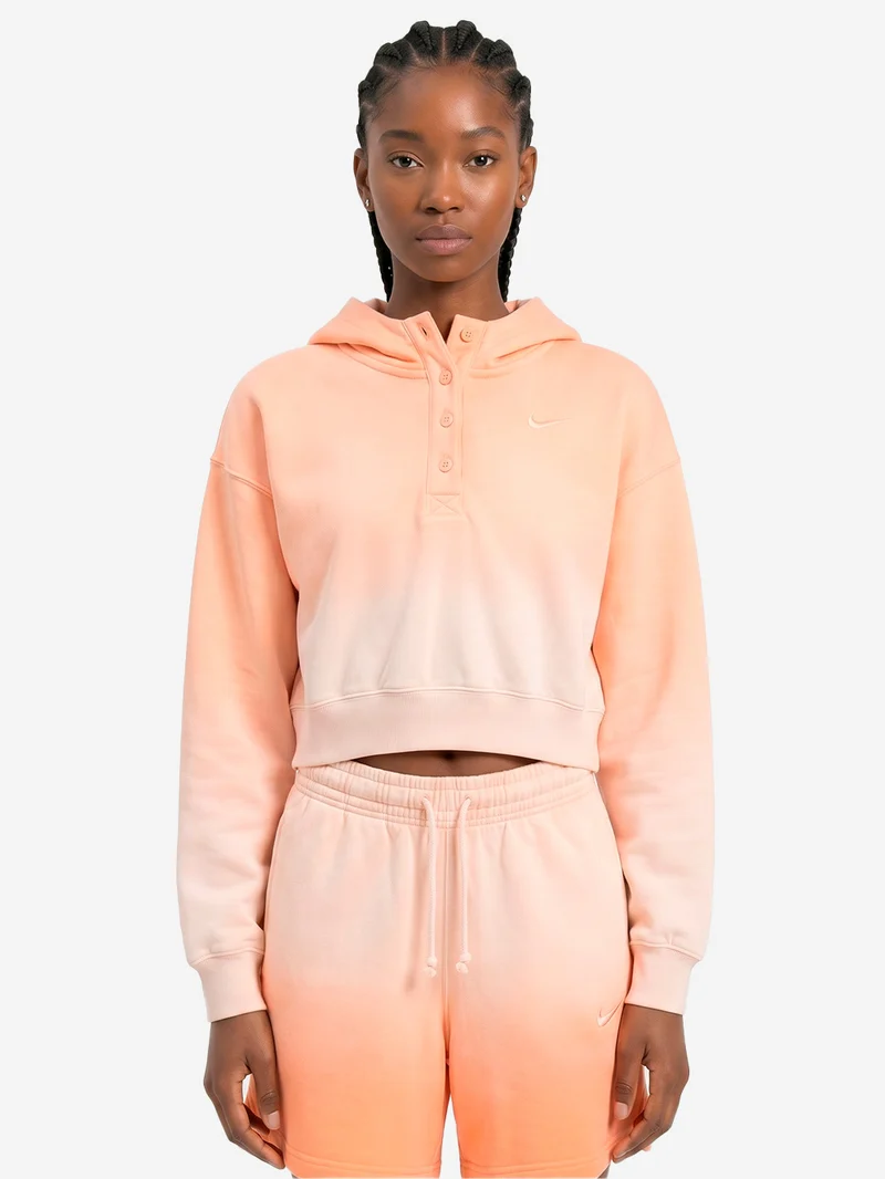 Felpa pesca con cappuccio cropped in fleece dip-dye wash