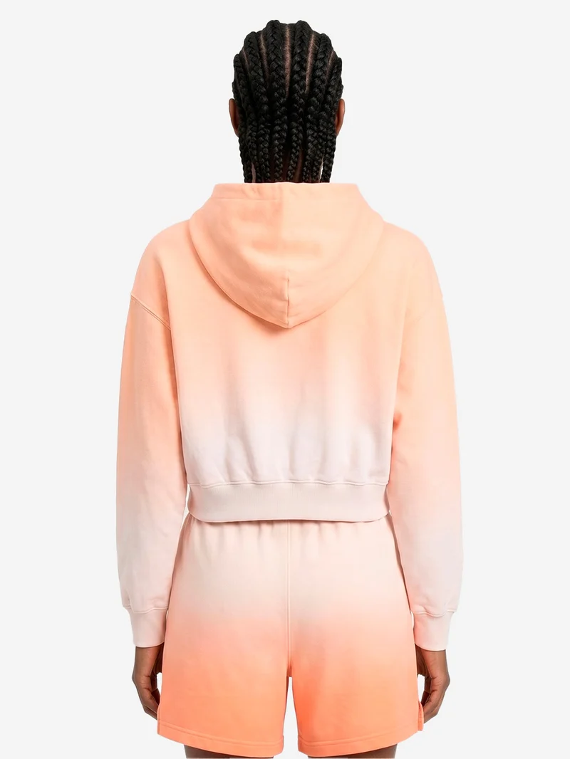 Felpa pesca con cappuccio cropped in fleece dip-dye wash