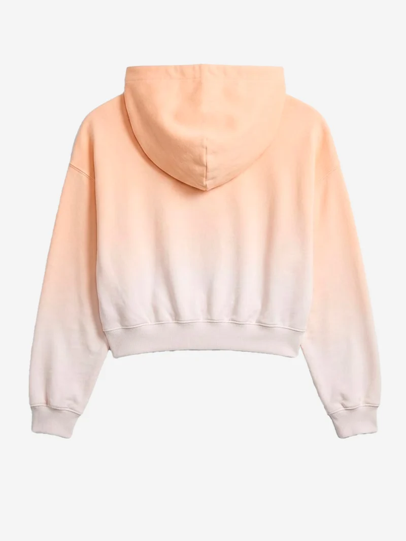 Felpa pesca con cappuccio cropped in fleece dip-dye wash