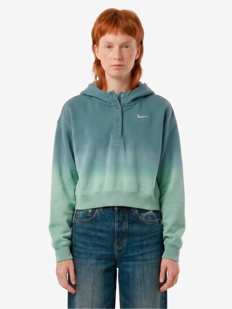 Felpa con cappuccio cropped in fleece dip-dye wash