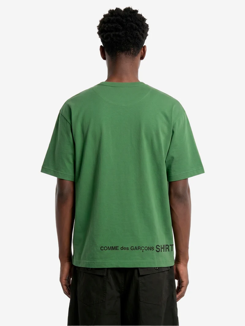T-shirt in jersey di cotone verde con logo CDG sul retro