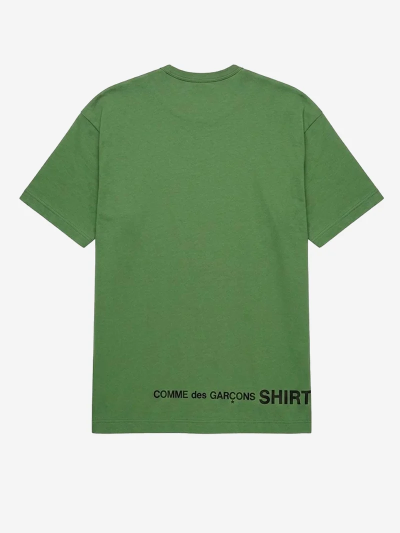 T-shirt in jersey di cotone verde con logo CDG sul retro