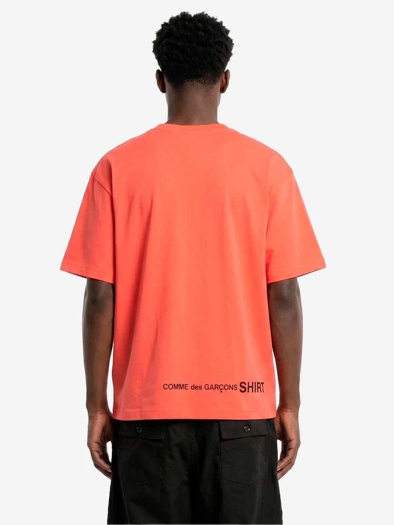 T-shirt in jersey di cotone rosso con logo CDG sul retro