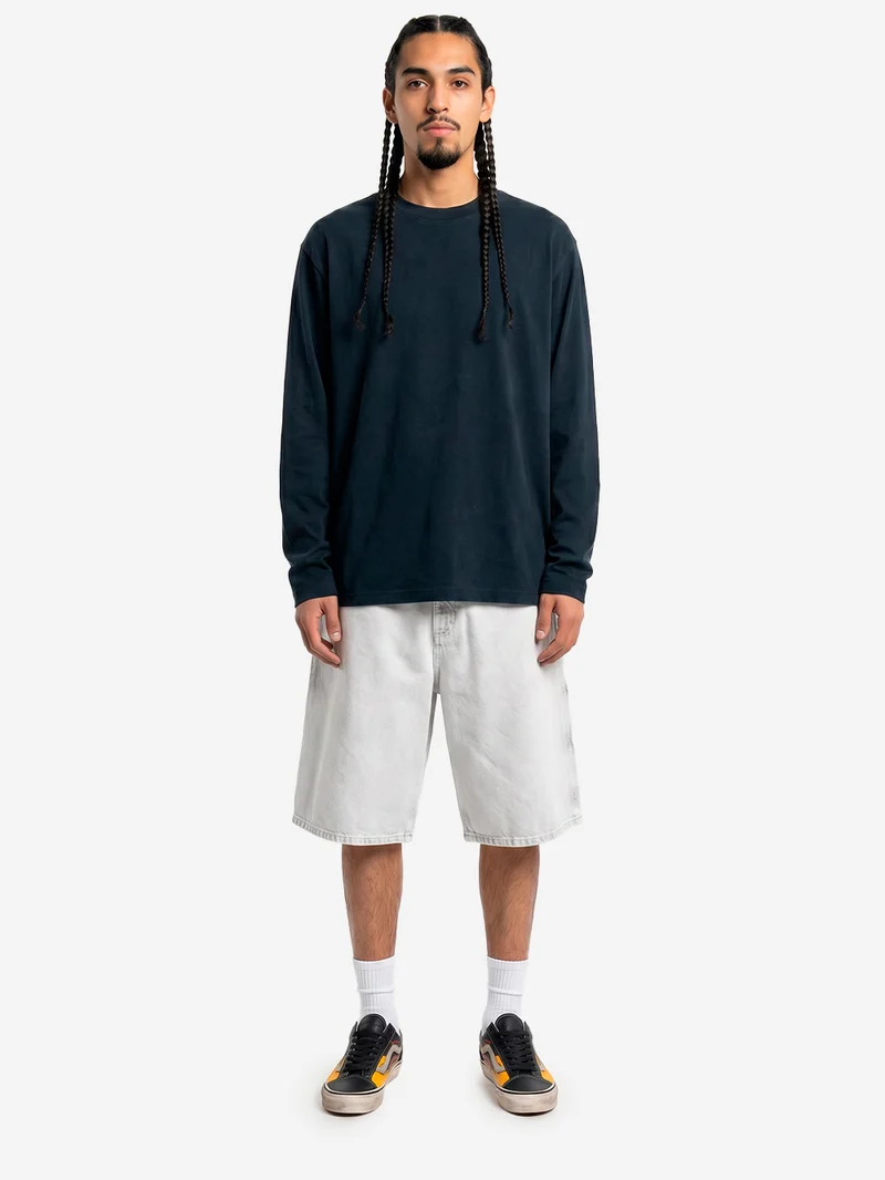 T-shirt a manica lunga relaxed fit in cotone nero slavato