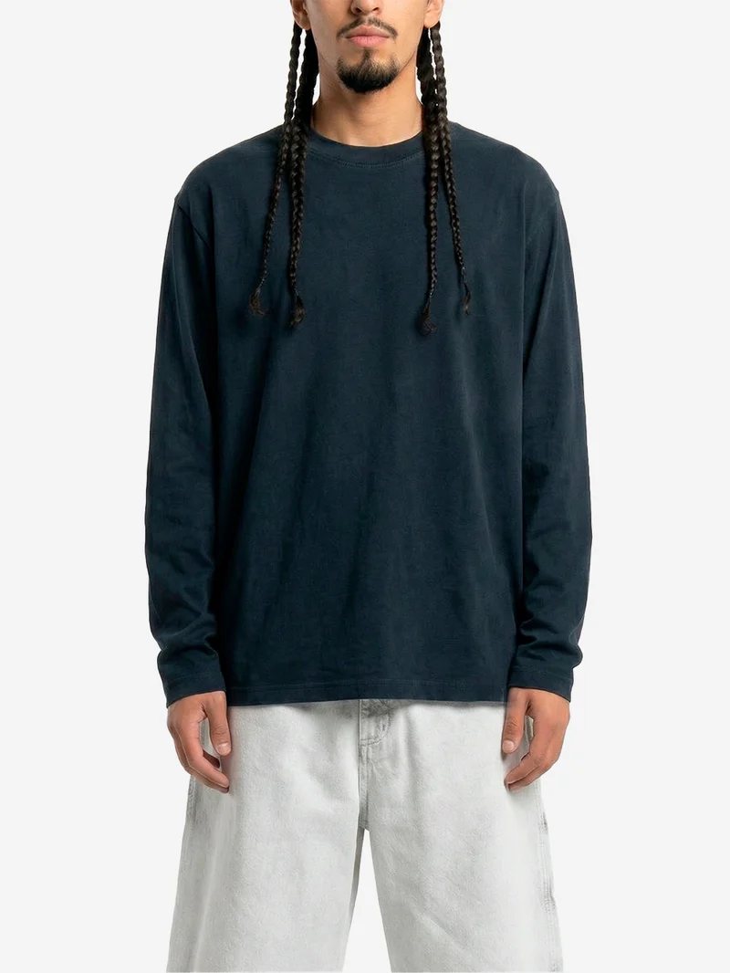 T-shirt a manica lunga relaxed fit in cotone nero slavato