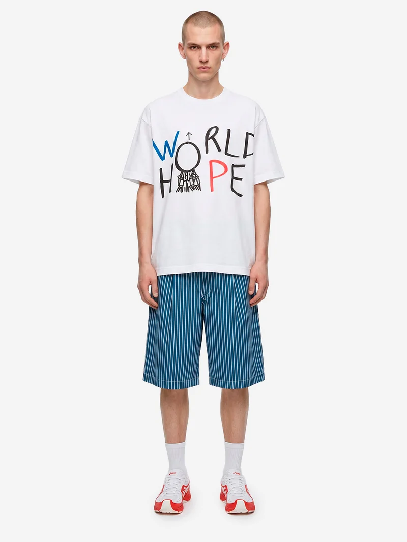 T-shirt in jersey di cotone bianco con grafica 'World Hope'