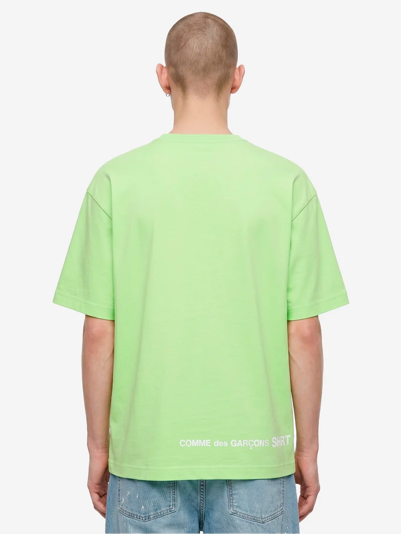 T-shirt in jersey di cotone verde con logo CDG sul retro