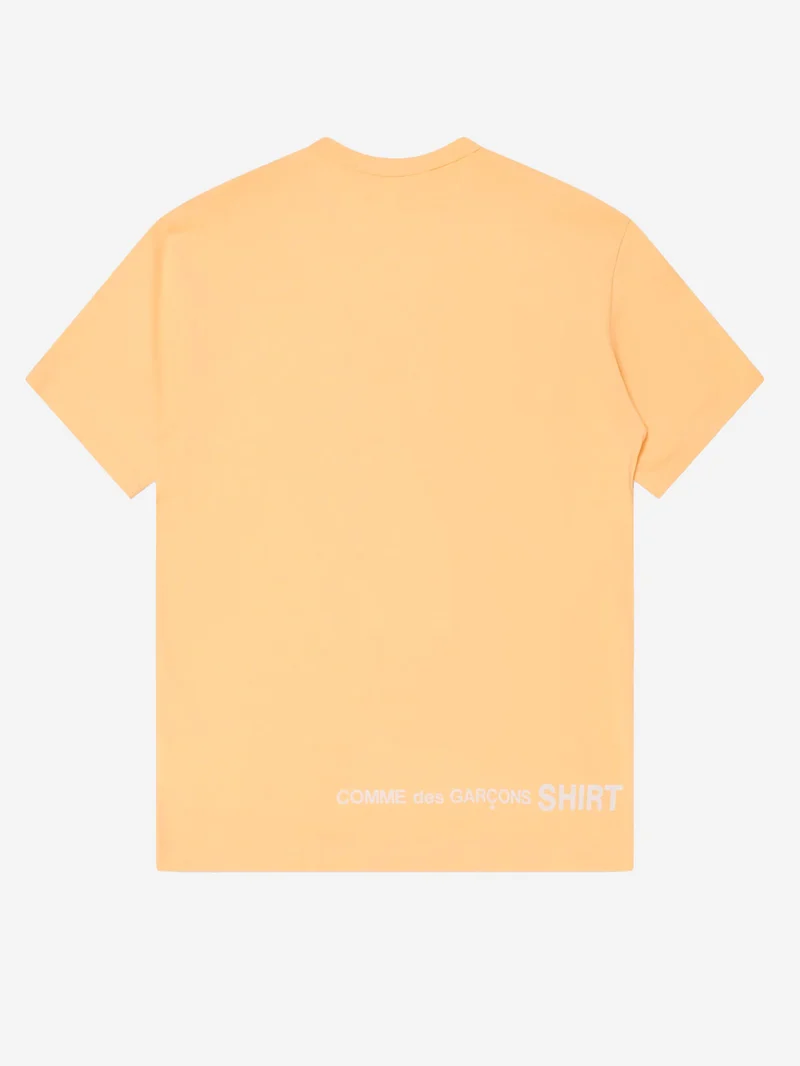 T-shirt in jersey di cotone arancione con logo CDG sul retro