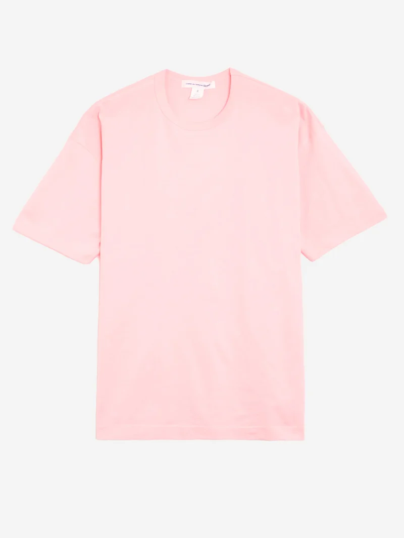 T-shirt in jersey di cotone rosa con logo CDG sul retro