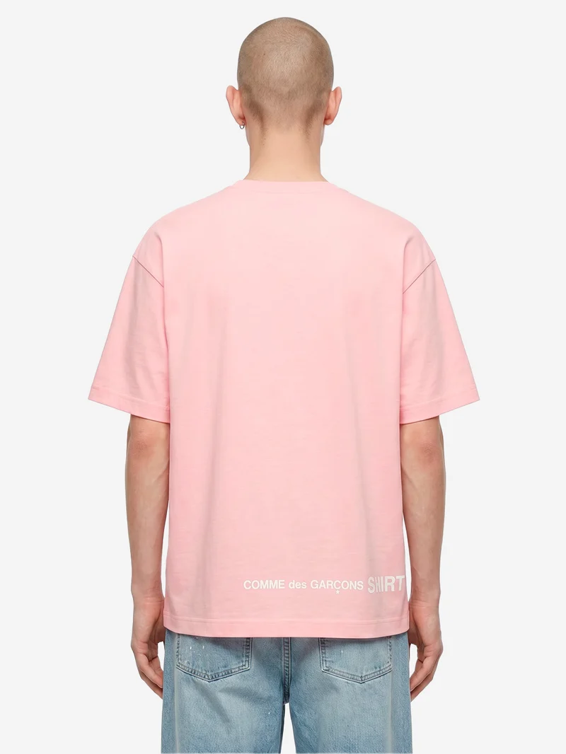 T-shirt in jersey di cotone rosa con logo CDG sul retro