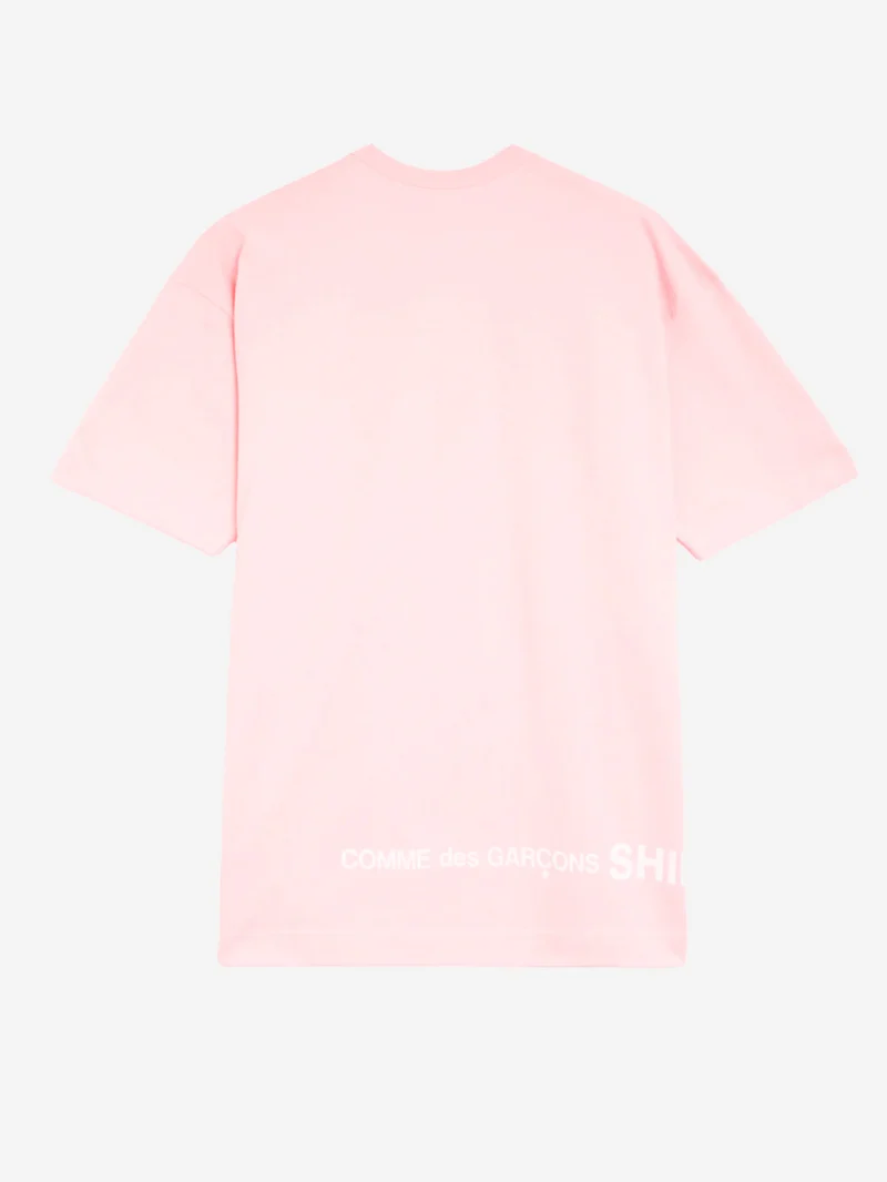 T-shirt in jersey di cotone rosa con logo CDG sul retro