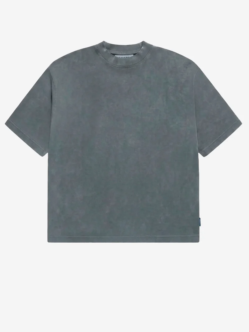 T-shirt oversize in cotone grigio effetto slavato