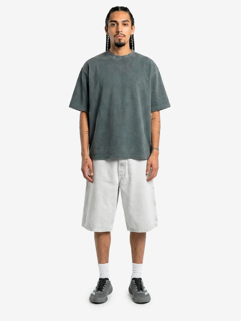 T-shirt oversize in cotone grigio effetto slavato
