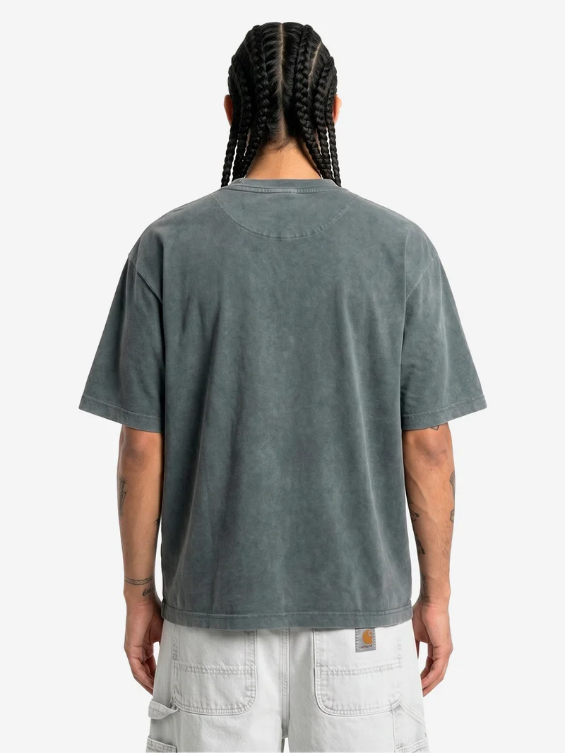 T-shirt oversize in cotone grigio effetto slavato