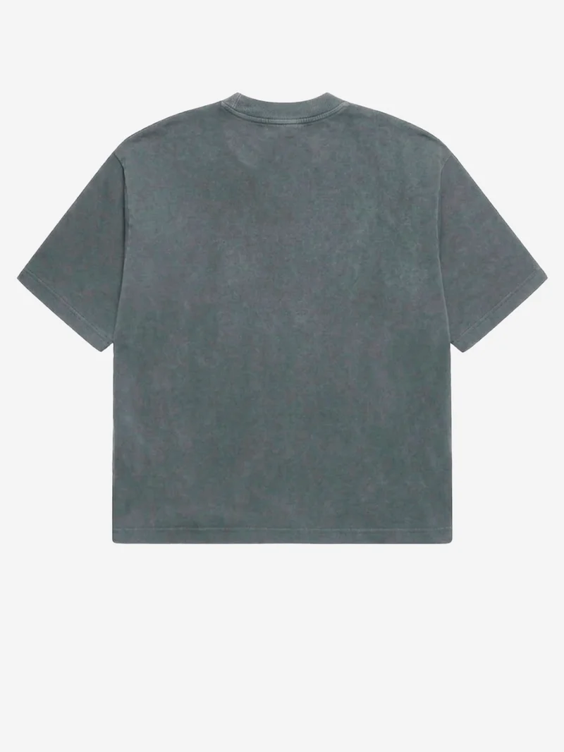 T-shirt oversize in cotone grigio effetto slavato