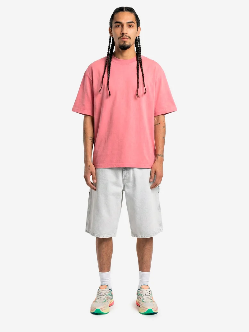 T-shirt oversize in cotone rosa effetto slavato