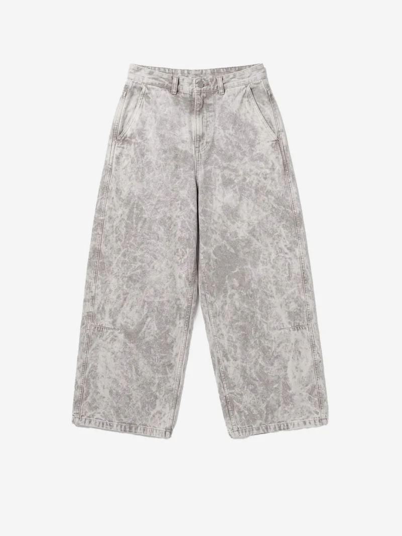 Chino a gamba ampia 'Atlantide' in tela color marmo