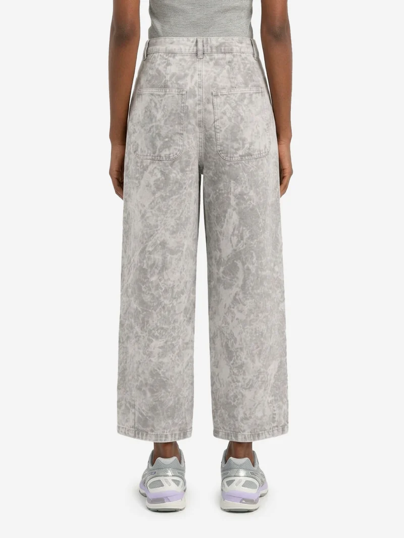 Chino a gamba ampia 'Atlantide' in tela color marmo
