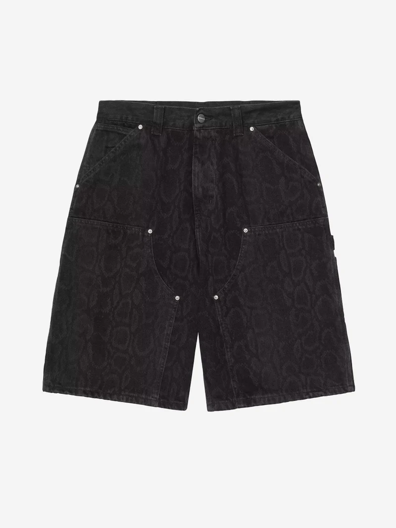Shorts in denim nero con stampa camouflage OG 'Double Knee'