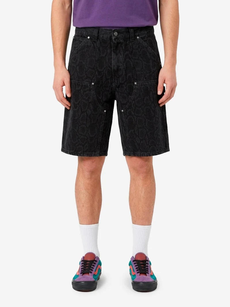 Shorts in denim nero con stampa camouflage OG 'Double Knee'
