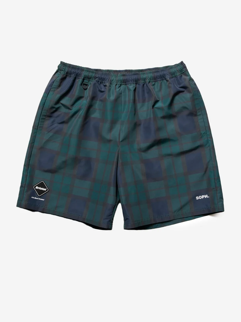 Shorts a quadri navy in taffetà tecnico
