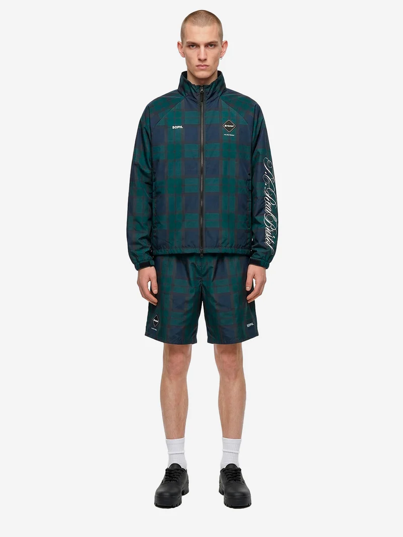 Shorts a quadri navy in taffetà tecnico