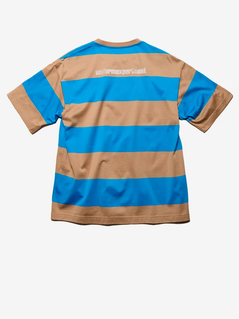 T-shirt a righe in cotone mercerizzato beige e blu