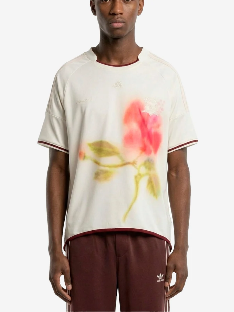 T-shirt football beige in jersey con stampa x Wales Bonner