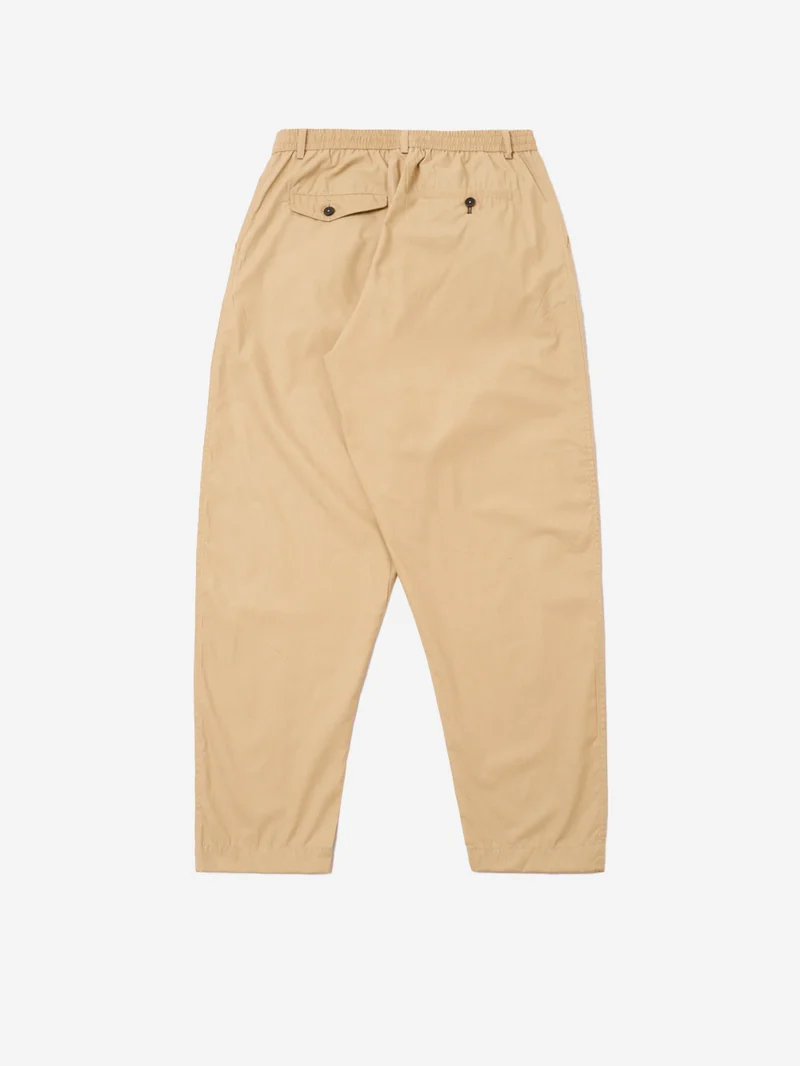 Pantaloni beige con piega frontale e coulisse