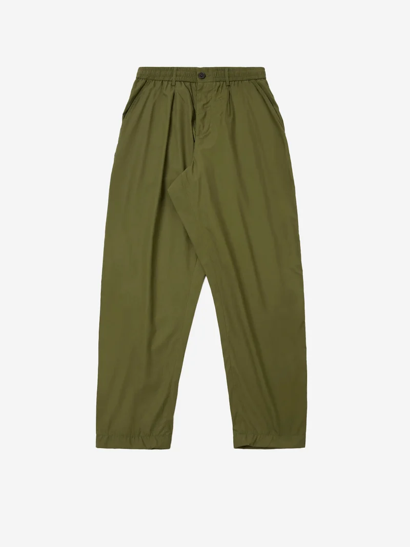 Pantaloni verdi con piega frontale e coulisse
