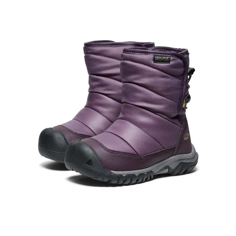 Puffrider Wasserdichte Winterstiefel für kleine Kids | Black Plum/Daiquiri Green