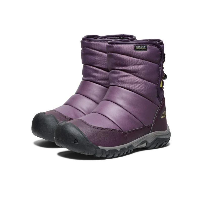 Puffrider Wasserdichte Winterstiefel für große Kids | Black Plum/Daiquiri Green