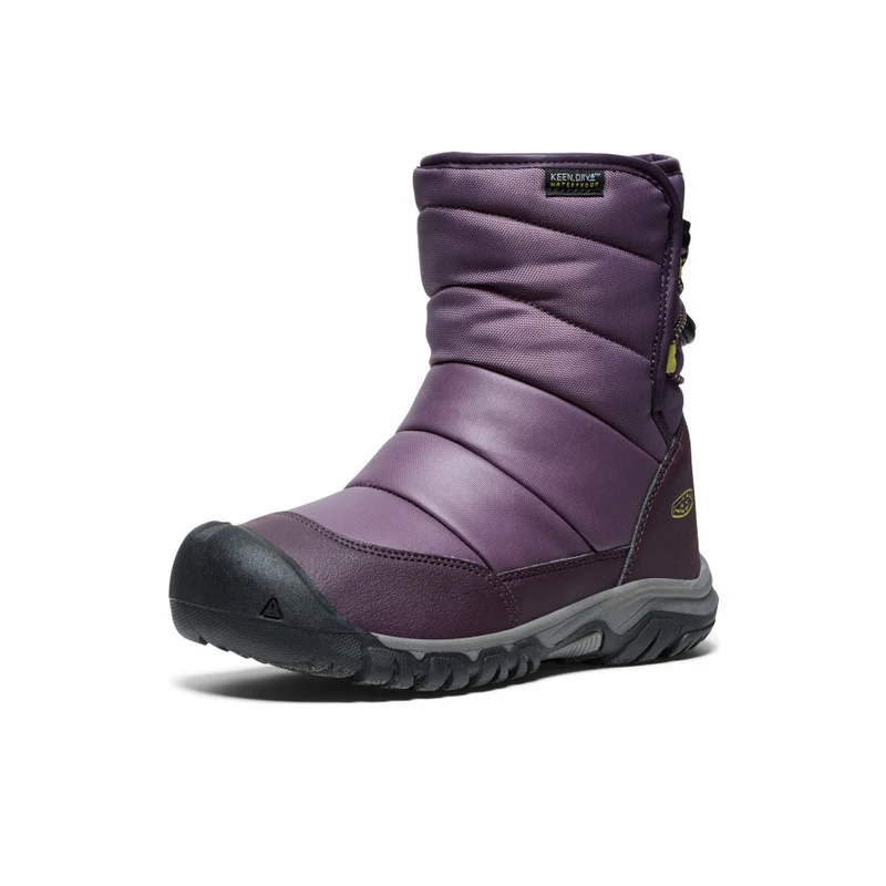 Puffrider Wasserdichte Winterstiefel für große Kids | Black Plum/Daiquiri Green