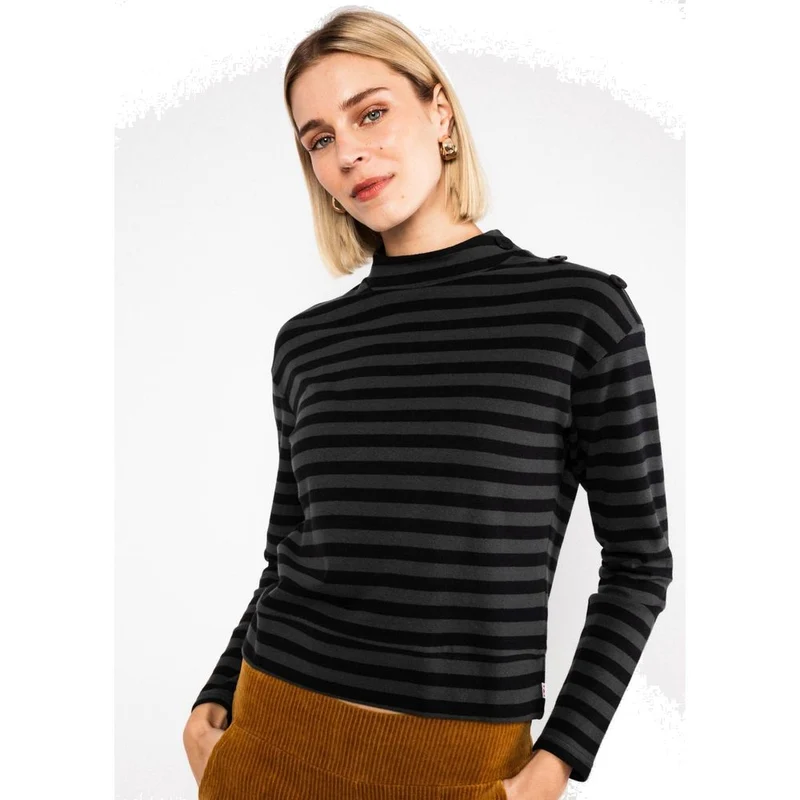Blutsgeschwister Stereo Rainbow Seafarer Damen Longsleeve black-line-stripes