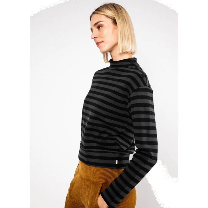 Blutsgeschwister Stereo Rainbow Seafarer Damen Longsleeve black-line-stripes