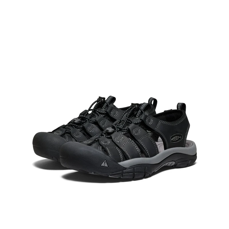 Newport Leder Sandale für Herren | Black/Steel Grey