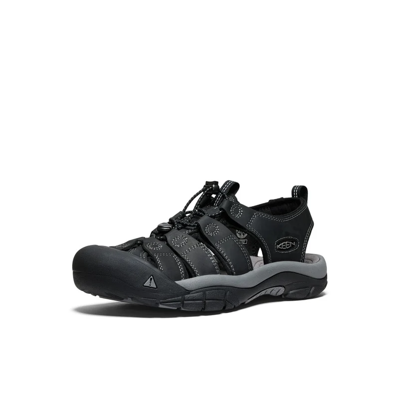 Newport Leder Sandale für Herren | Black/Steel Grey