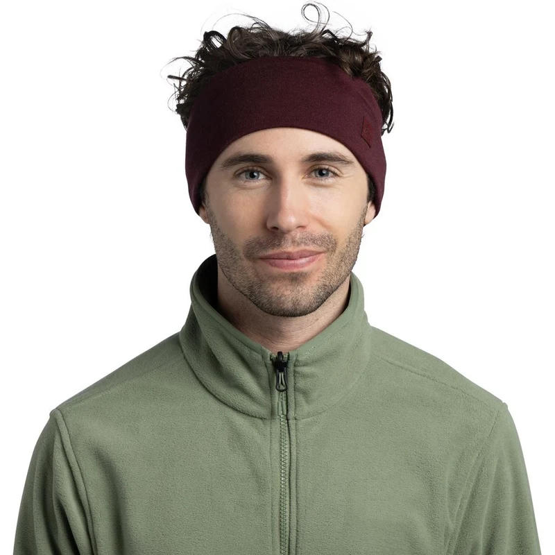 Buff Merino Wide Headband Stirnband solid-garnet