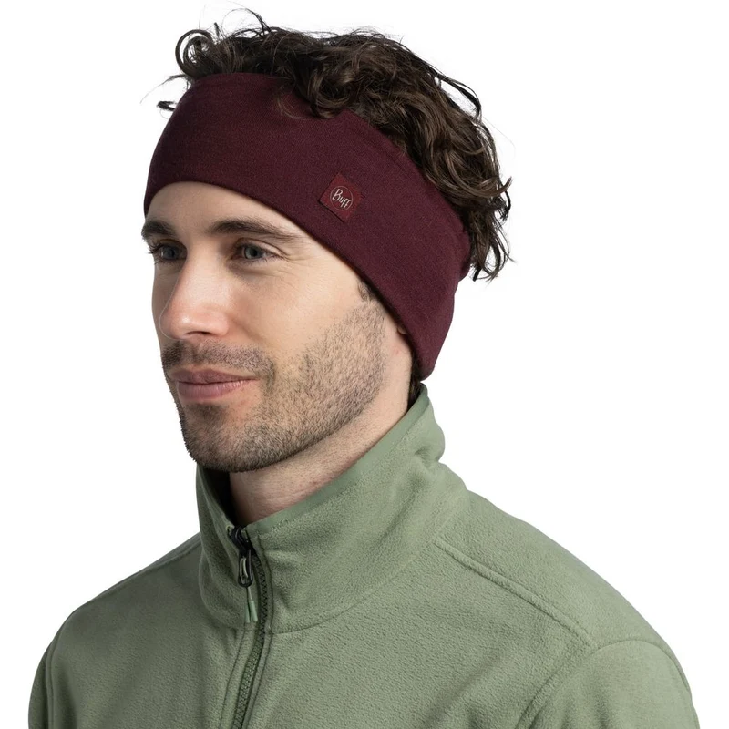Buff Merino Wide Headband Stirnband solid-garnet