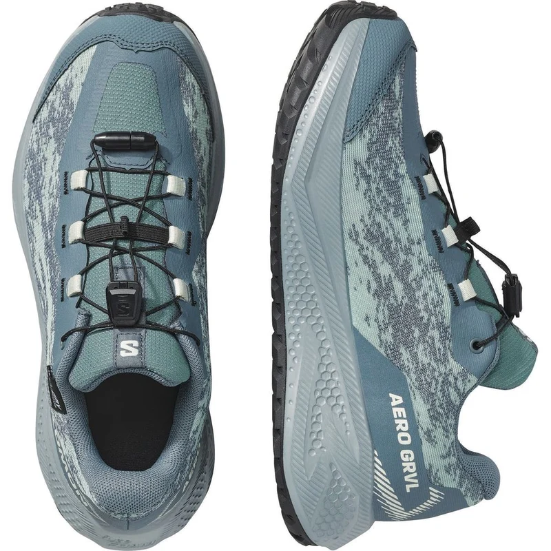 Salomon Shoes Aero Grvl Wp J Kinder Wanderschuh stormy weather/lichen/clearly aqua