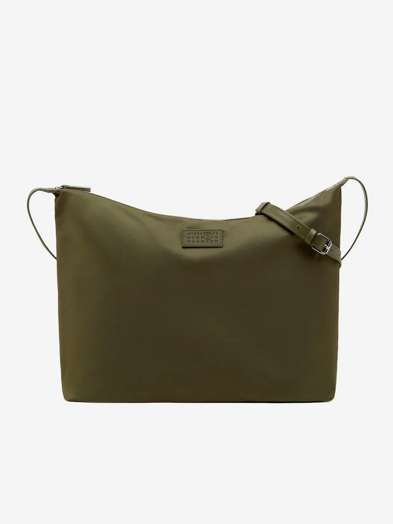 Borsa a Tracolla in Twill di Nylon kaki con patch Numeric
