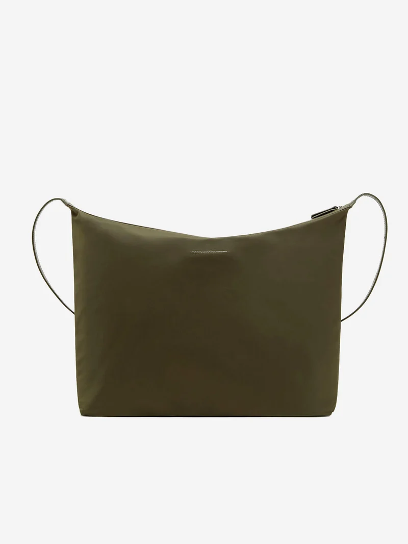 Borsa a Tracolla in Twill di Nylon kaki con patch Numeric